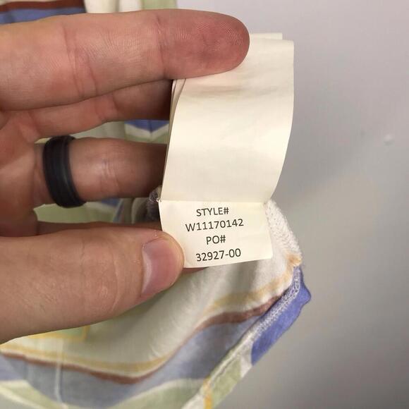 Prana Top Womens Large Colorful Striped Foundation Short Sleeve V Neck Tencel - Picture 7 of 8